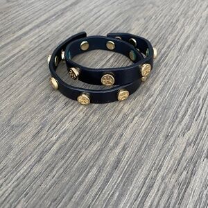 Tory Burch Leather Double Wrap Bracelet